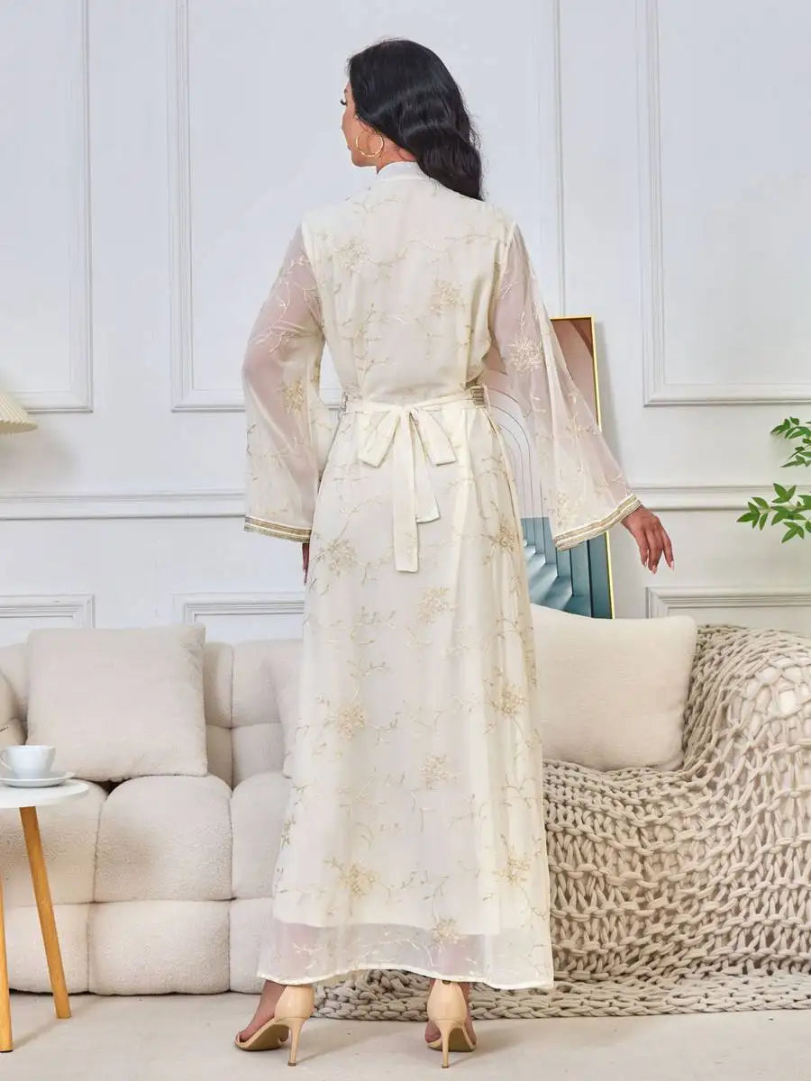 Elegant Muslim Women's Eid Caftan Dress - Embroidered Kaftan for Special Occasions & Festivals