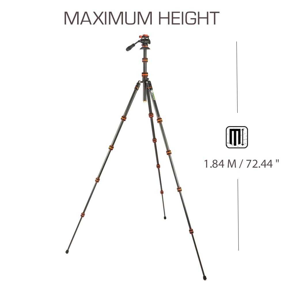 3 Legged Thing Brian Carbon Fiber Tripod - Lightweight, Compact Video Tripod Kit (Lava Black/Orange) for Travel, Vlogging & Outdoor Photography