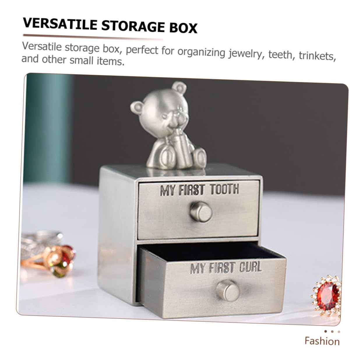 Baby Tooth Keepsake Box - Metal Jewelry Storage for Newborn Teeth & Small Trinkets | Perfect First Tooth Memory Gift
