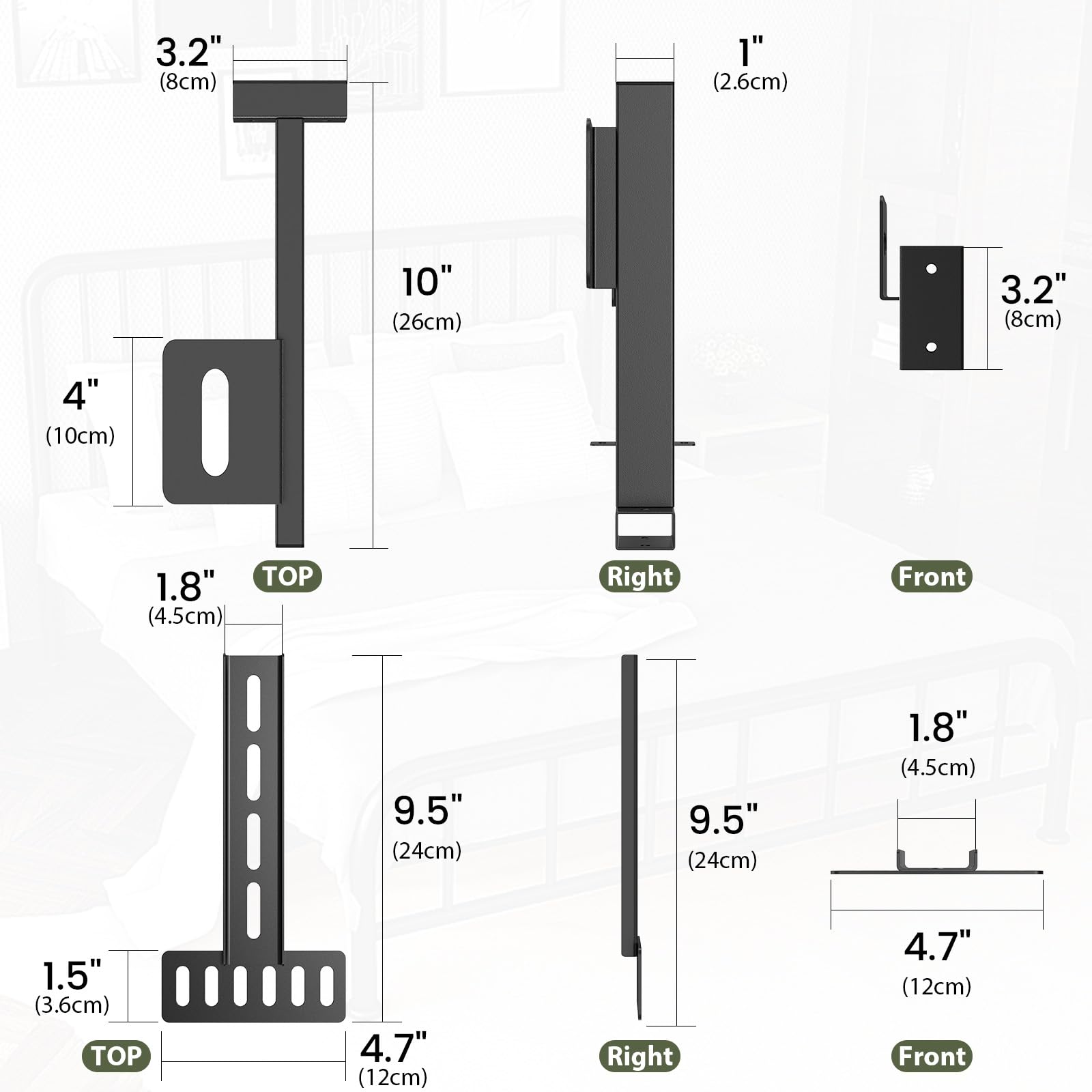 Universal Headboard Brackets for Adjustable Bed Base - Heavy Duty Steel Mounting Kit for Twin/King/Queen/Full Size Bed Frames - Easy Installation & Customization - Perfect for Platform Beds, Adjustable Beds and DIY Bedroom Projects