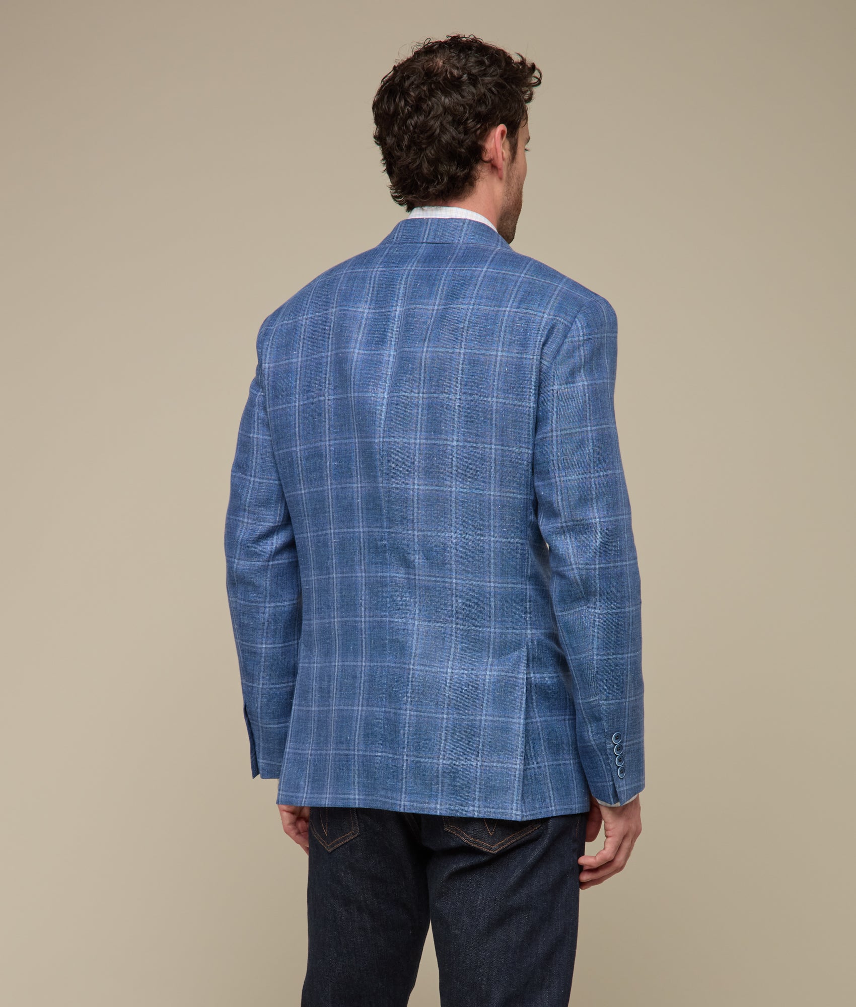 Lucchese Men's Navy Windowpane Sport Coat - Premium Wool Blazer for Business & Casual Wear | Perfect for Office, Weddings & Special Occasions
