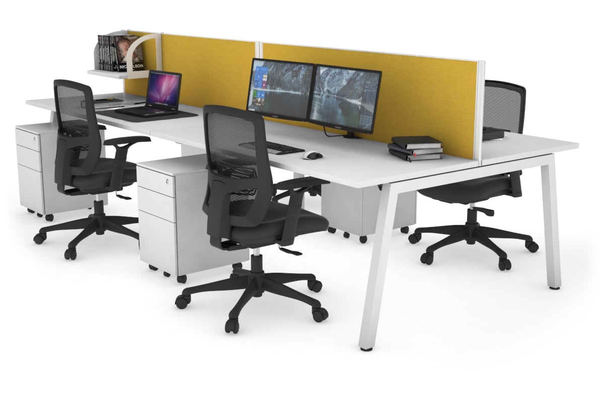 Quadro 4-Person Office Workstation Desk - 1600L x 700W Dimensions - Perfect for Team Collaboration, Open Office Spaces & Shared Workstations