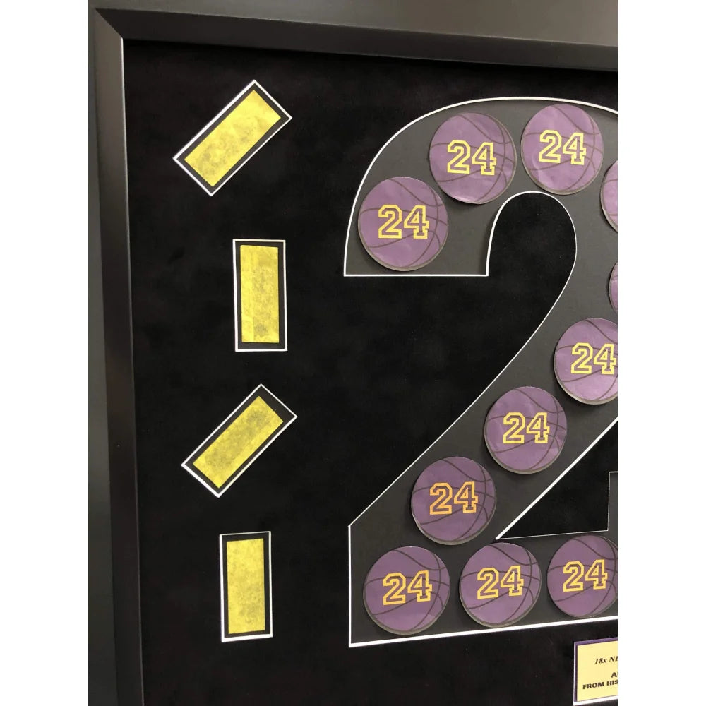 Kobe Bryant Final Lakers Game Used 24 Confetti Collage #D/24 Retirement Commemorative Basketball Memorabilia - Perfect for Sports Collectors, Lakers Fans, and NBA Memorabilia Displays