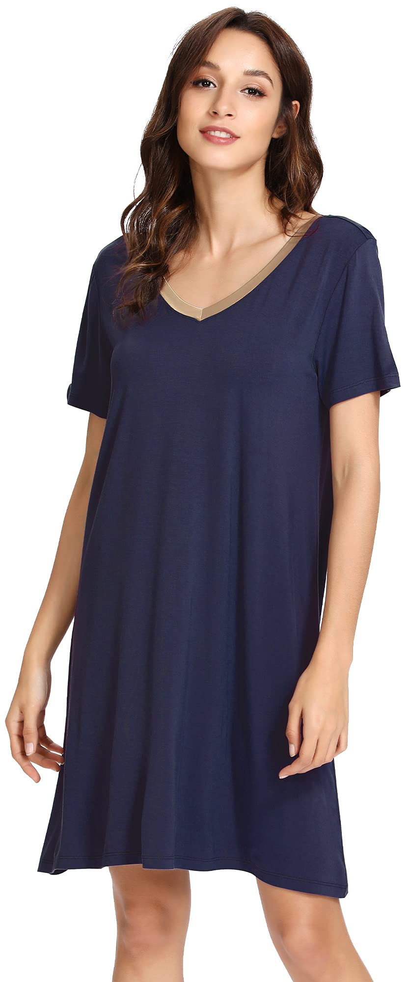 Soft Bamboo Viscose Nightgowns for Women - Comfortable Plus Size Sleep Shirts & Short Sleeve Pajamas (Sizes S-4X) - Perfect for Relaxing at Home or Summer Nights