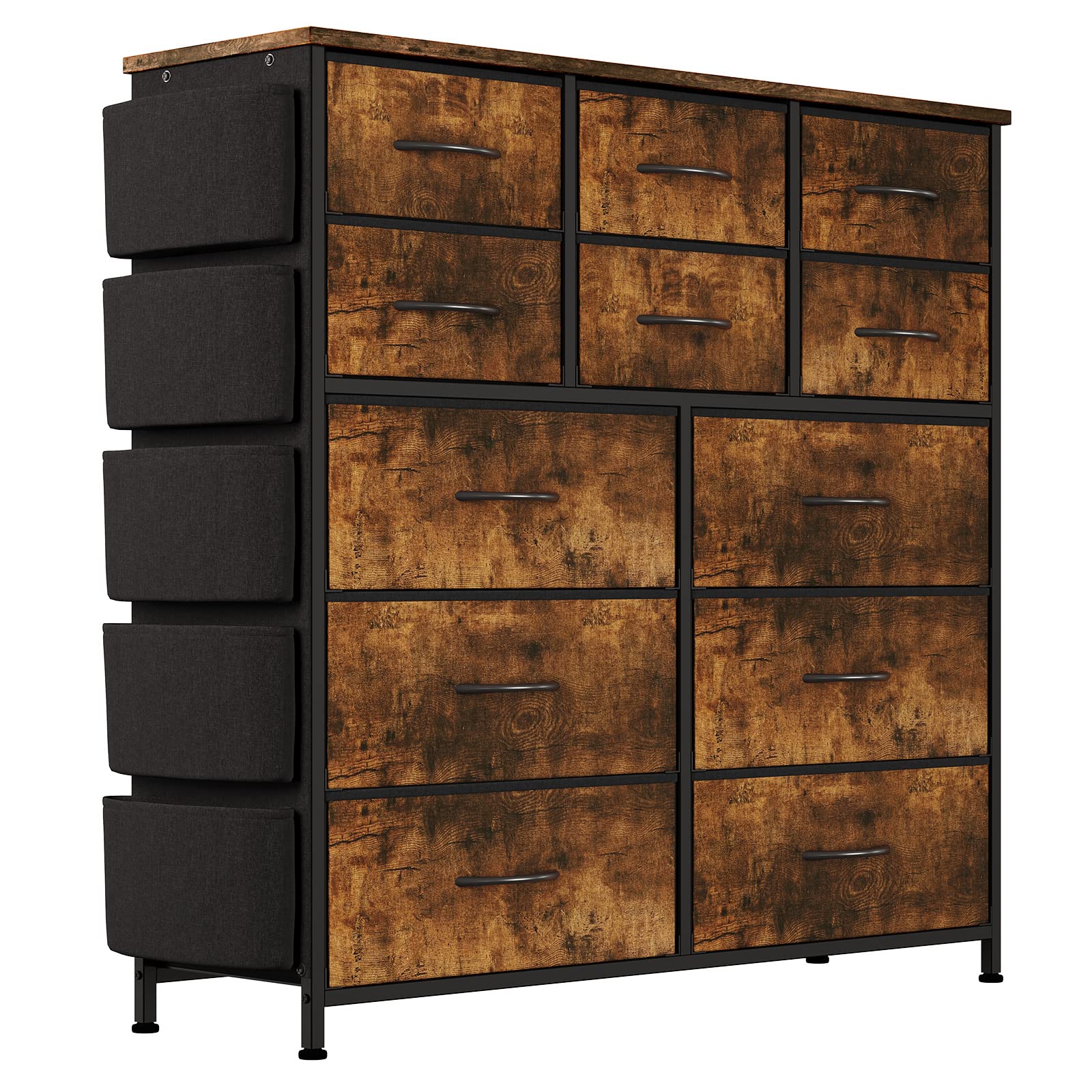 GARVEE 12-Drawer Fabric Dresser Organizer - Sturdy Steel Frame with Multi-Size Drawers, Easy Assembly, Rustic Brown - Perfect for Bedroom Closet, Nursery Storage & Small Space Organization