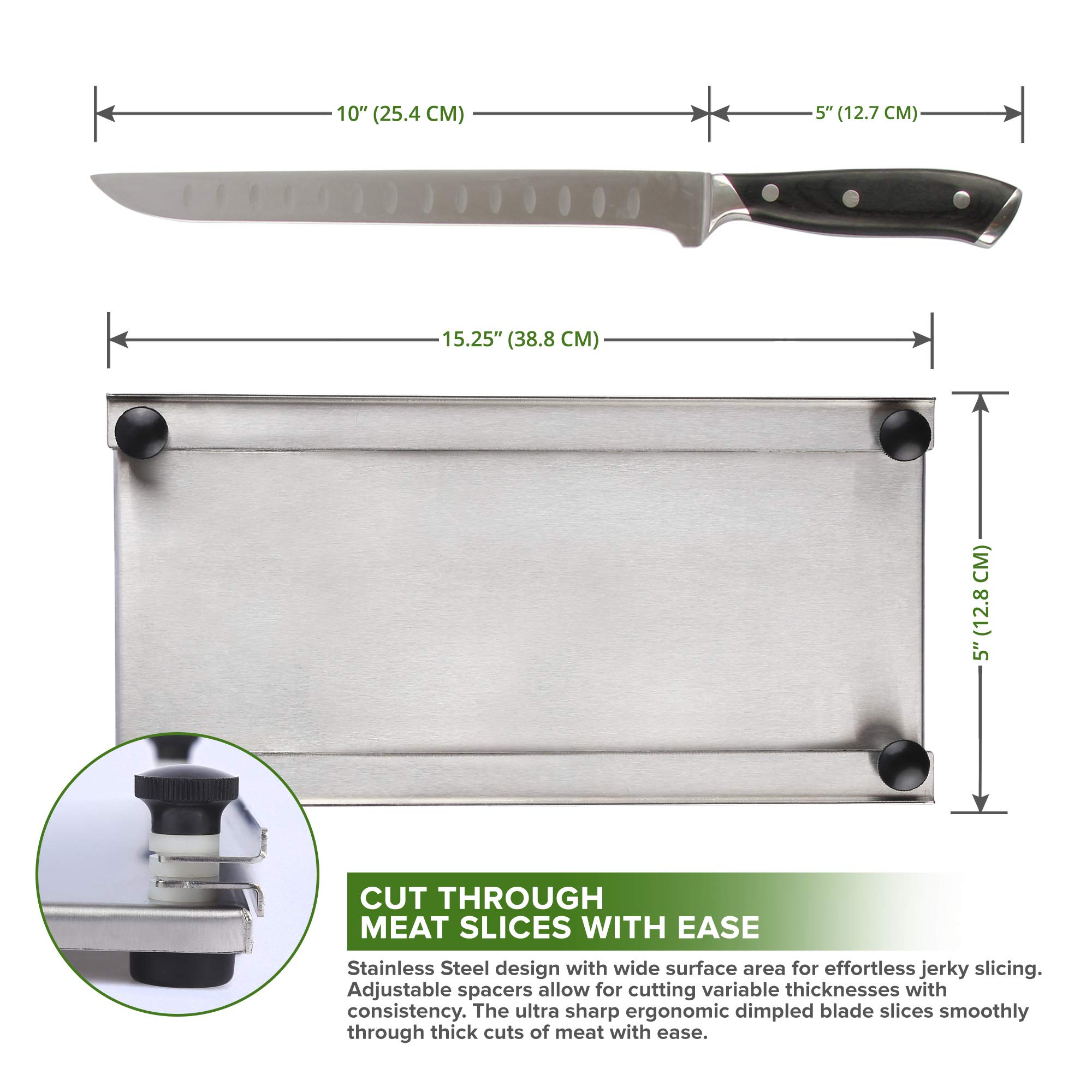 Premium Jerky Maker Kit - Professional Slicing Board & Carving Knife with 8oz Seasoning Pack & Recipe Guide | Perfect for Homemade Beef Jerky, Camping Snacks & Outdoor Adventures