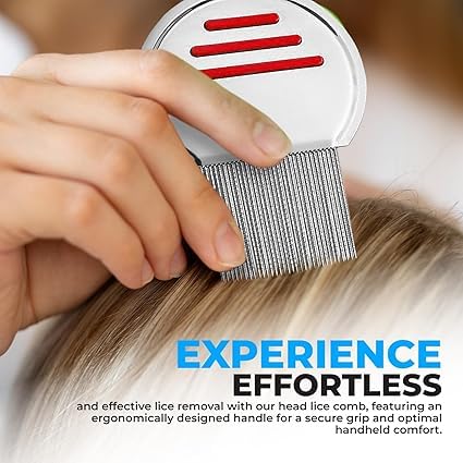 INSIME Steel Lice Comb for Kids, Women & Men | Professional Nit & Lice Egg Remover | Anti-Lice Treatment Comb for Head Lice Removal | Durable Stainless Steel Lice Comb for Home & Travel Use (Pack of 1)