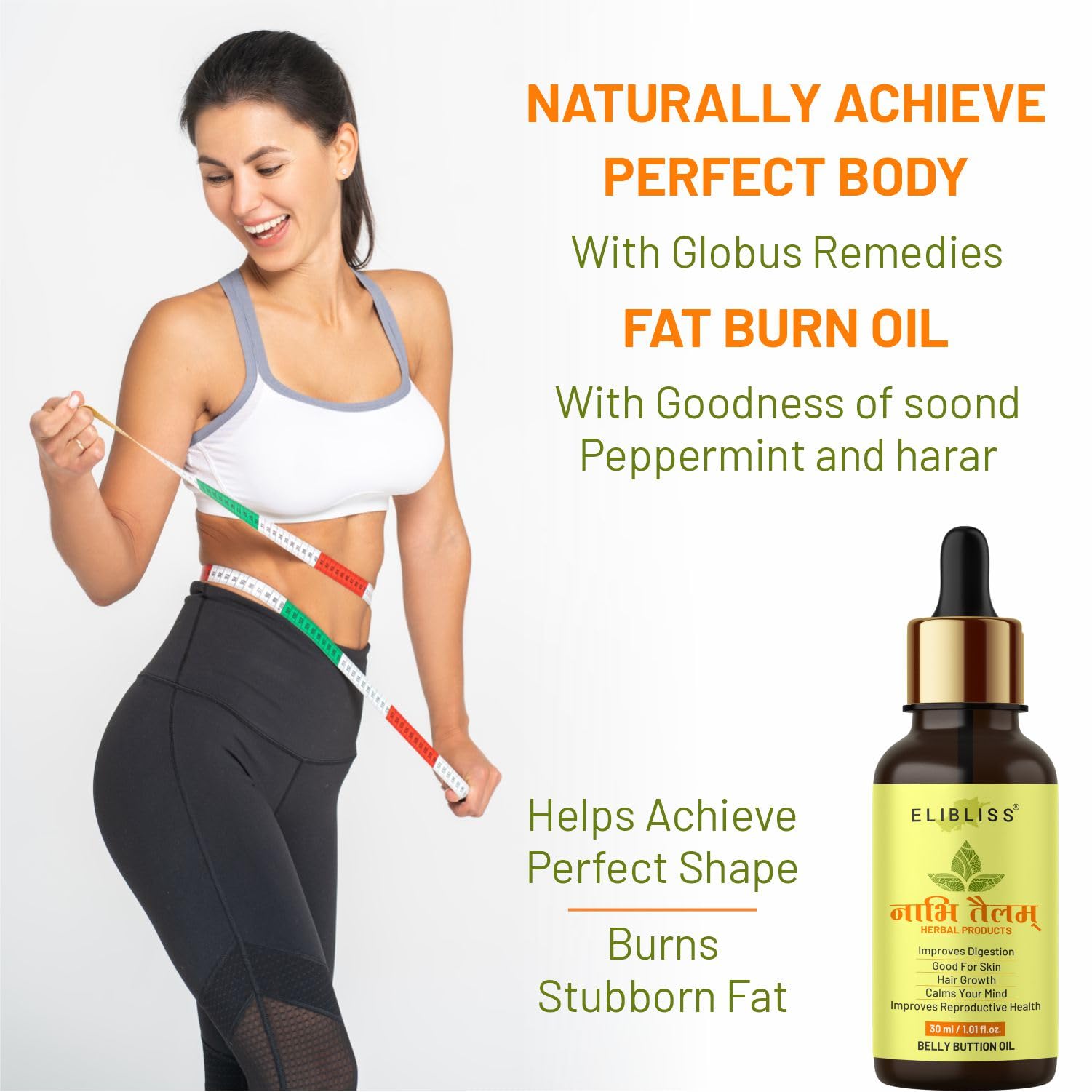 Elibliss Natural Nabhi Oil for Relaxing Massage - Helps Maintain Perfect Belly & Waist Shape | Ideal for Postpartum Care, Stress Relief & Body Contouring