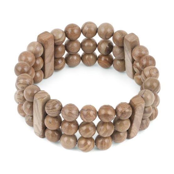 8mm Scenic Jasper Gemstone Bracelet for Women - 4 Section Queen Style Handmade Beaded Jewelry - Perfect for Boho Fashion, Meditation & Healing Crystals