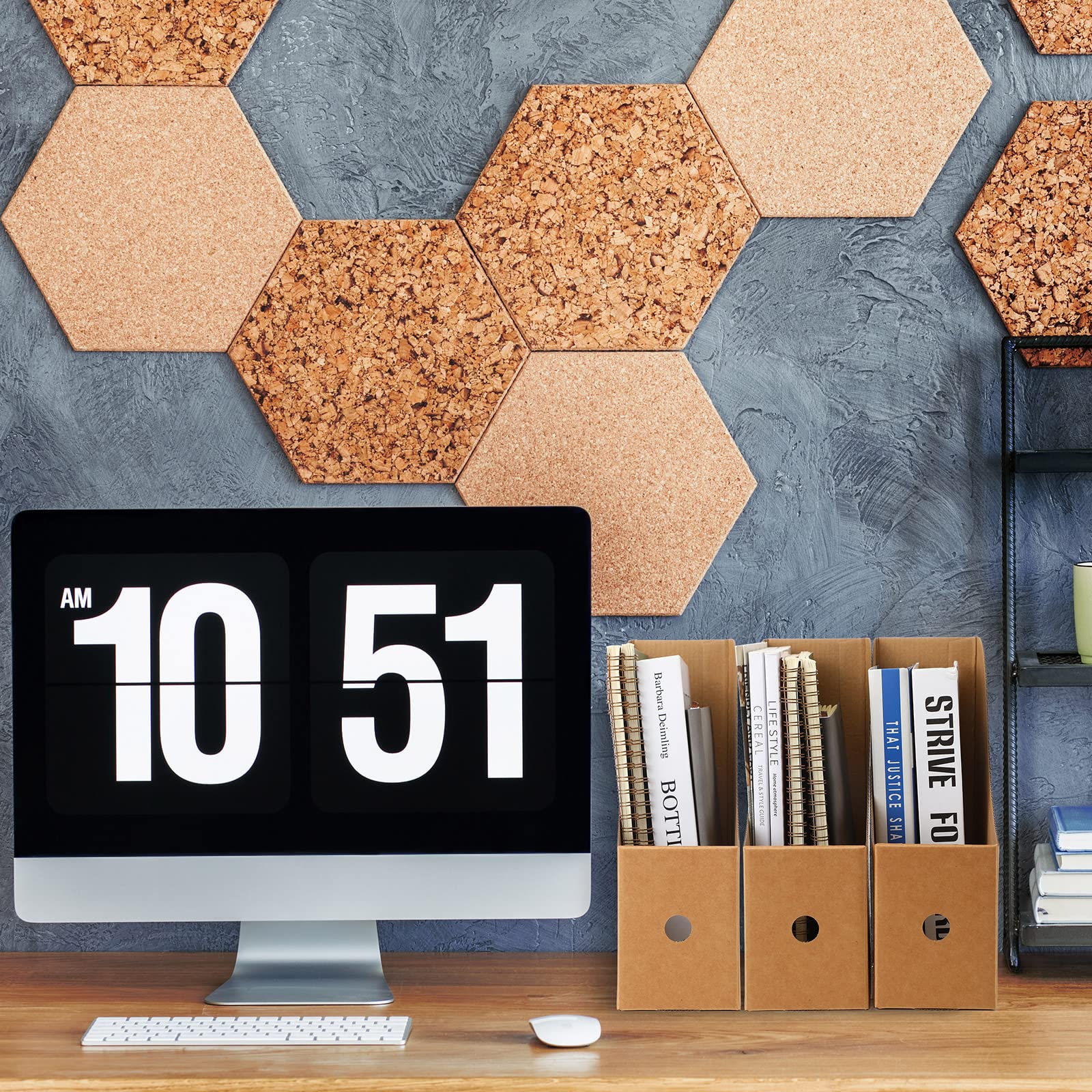 Thenshop 24 Pack Brown Cardboard Magazine File Holders - Desk Organizer with Label Stickers for Office, School & Classroom Supplies - Perfect for Books, Documents & Paper Storage on Shelves or Workstations