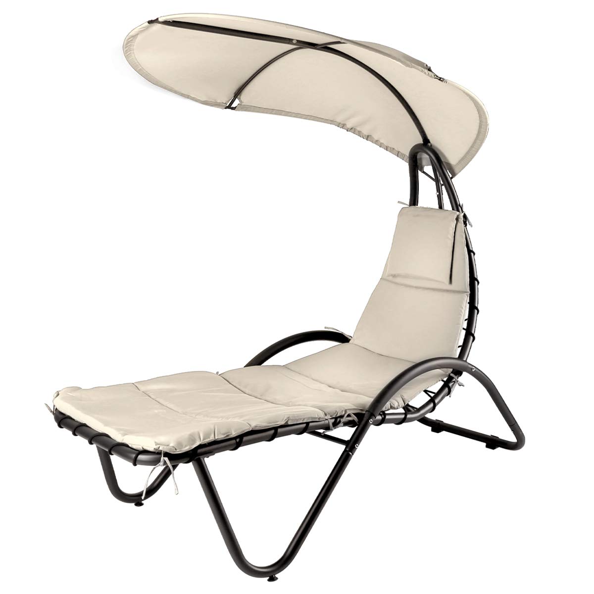 Premium Outdoor Chaise Lounge Chair with Canopy - Adjustable Swing Hammock with Curved Cushion for Patio, Poolside & Backyard Relaxation | Sun Shade & Comfortable Seat for Ultimate Leisure Time