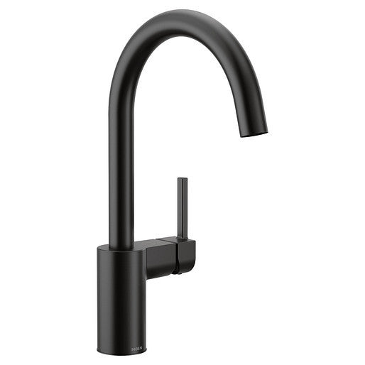 Moen 7365BL High Arc Kitchen Faucet in Matte Black - Modern Pull-Down Sprayer for Easy Dishwashing and Food Prep