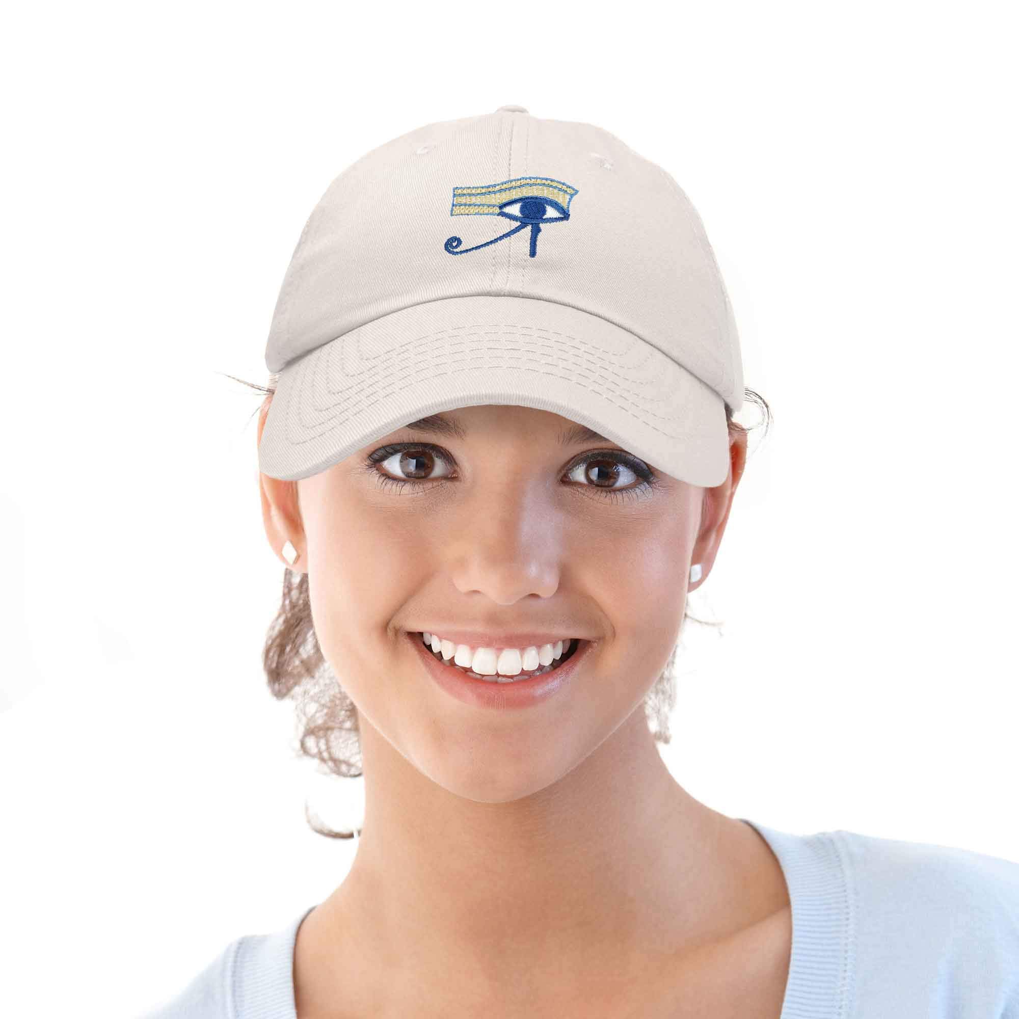 DALIX Embroidered Eye of Horus Baseball Cap for Women - Stylish Egyptian Mythology Hat for Fashion & Sun Protection - Perfect for Casual Outfits, Beach Days & Festival Wear