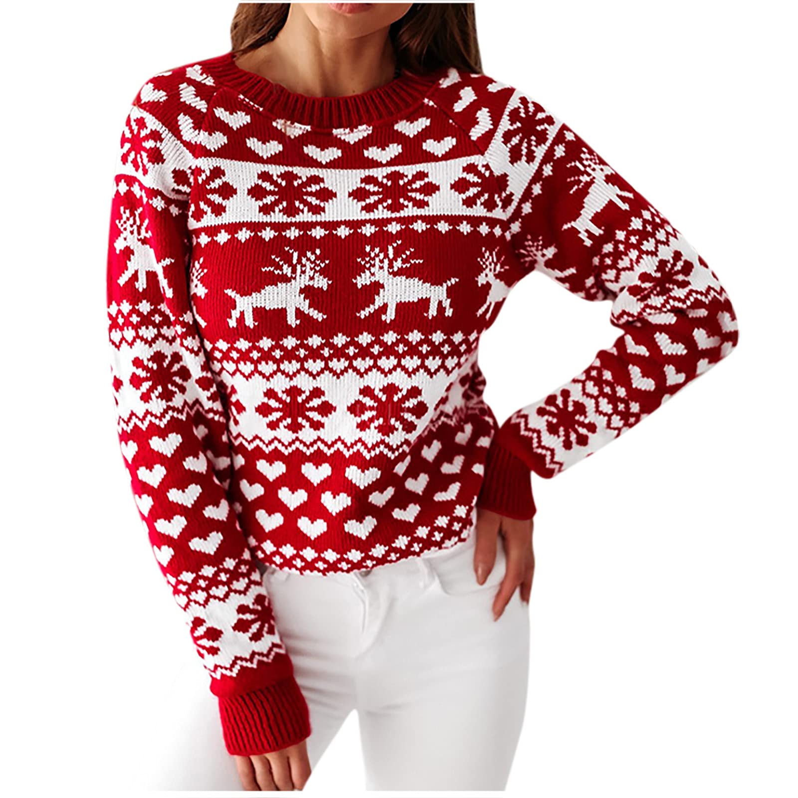 Women's Classic Christmas Sweaters - Round Neck Long Sleeve Pullover Tops with Festive Graphic Designs | Cozy Holiday Outfit for Parties, Family Gatherings & Ugly Sweater Contests