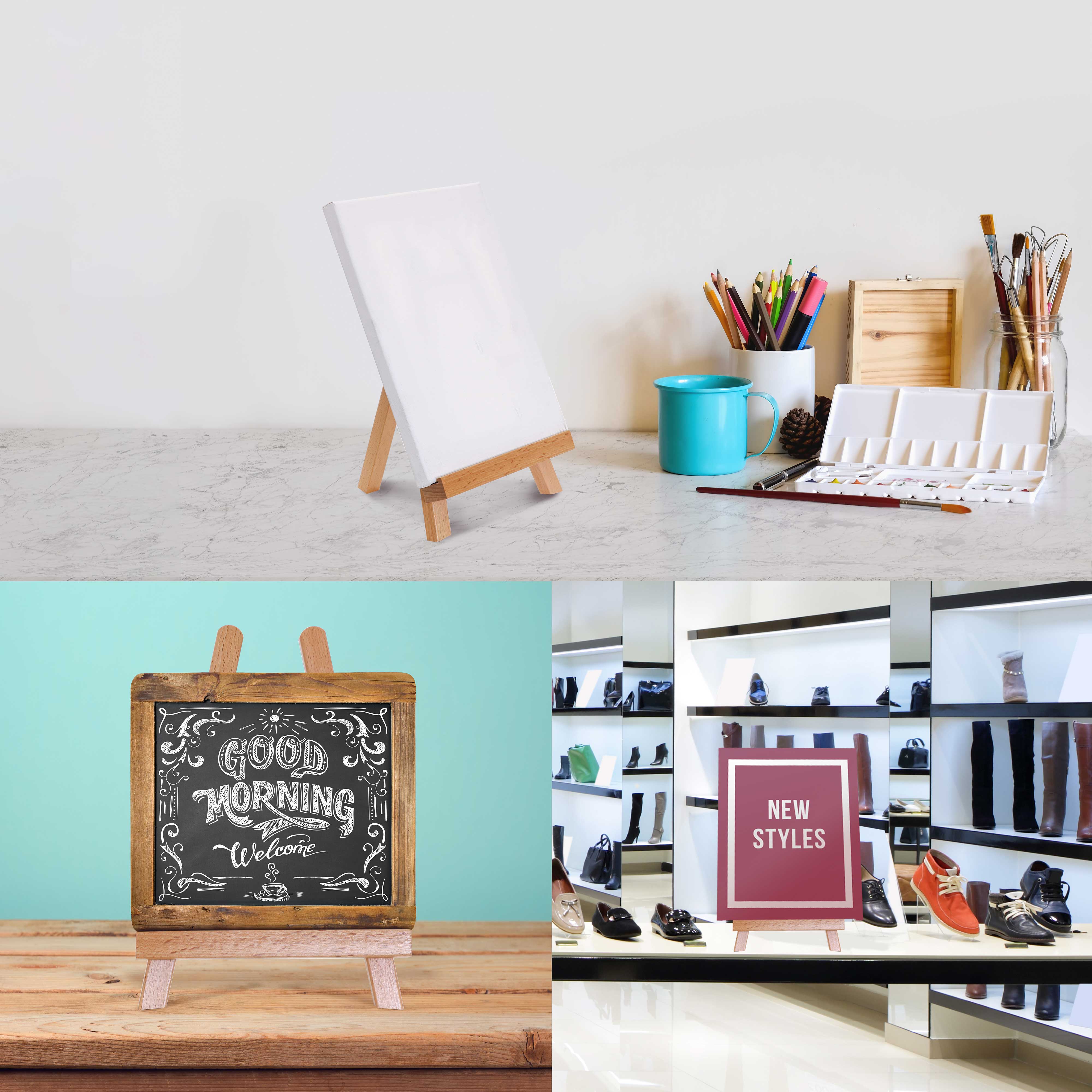 10.5 Inch Small Wooden Tabletop Easel (6 Pack) - A-Frame Artist Canvas Holder for Painting, Drawing & Display - Perfect for Art Studios, Classrooms & Home Decor