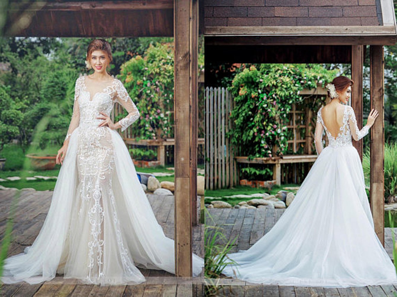 Elegant Detachable Train Long Tutu Maxi Lace Front Opening Wedding Skirt for Brides, Bridesmaids & Formal Events