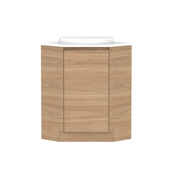 ADP Glacier Lite Door and Drawer Trio Floor Standing Corner Vanity with Cherry Pie Top - Perfect for Bathroom Storage and Organization in Small Spaces