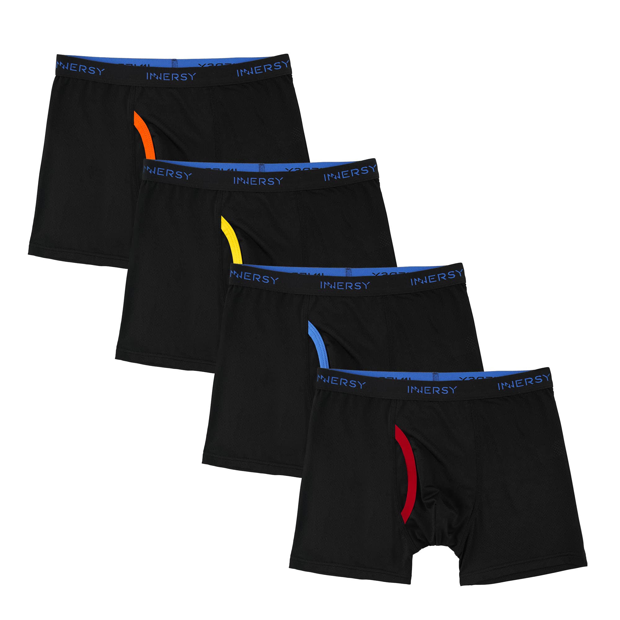 INNERSY Boys Boxer Briefs with Fly - 4 Pack Soft Cotton Underwear for Kids Ages 6-18 - Comfortable Hipster Trunks for School, Sports & Daily Wear