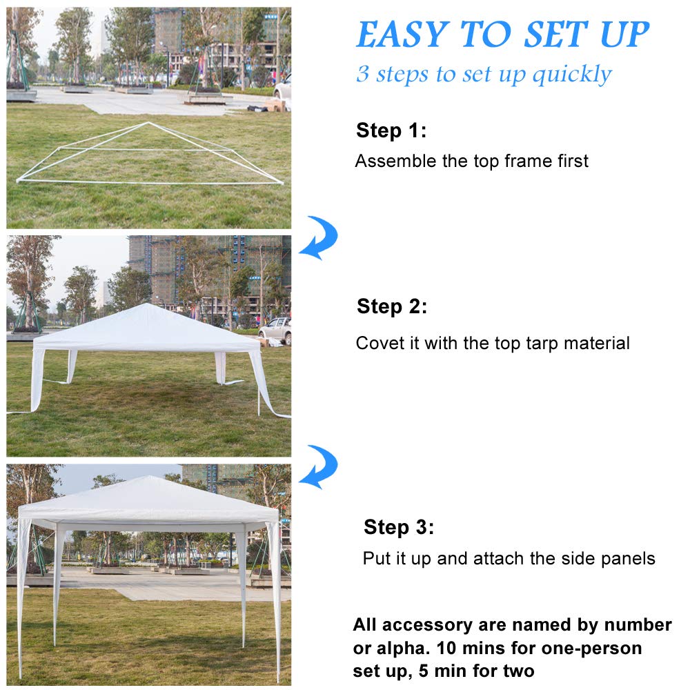 Veryke 10' x 10' Outdoor Canopy Tent - Waterproof Party Tent with Spiral Tubes for Weddings, Patio, Backyard, Camping & Picnic Events - Perfect for Outdoor Gatherings, BBQ Parties and Beach Shade