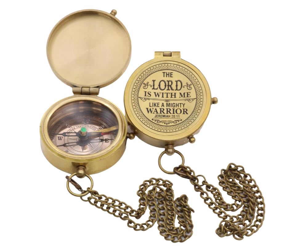 YVCrafts Solid Brass Compass with Genuine Leather Case - Premium Gift for Men, Women, Kids & Loved Ones - Perfect for Christmas, Birthday, Graduation - Ideal for Outdoor Adventures, Hiking & Travel