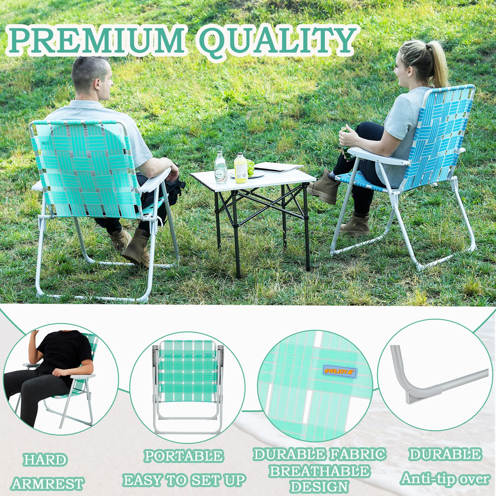 **WEJOY Extra Wide Oversized Folding Beach Chair - Lightweight Aluminum Webbed Lawn Chair for Camping, Picnics & Outdoor Relaxation - Portable Foldable Camp Chair for Adults - Perfect for Beach, Backyard, Poolside & Indoor Use**