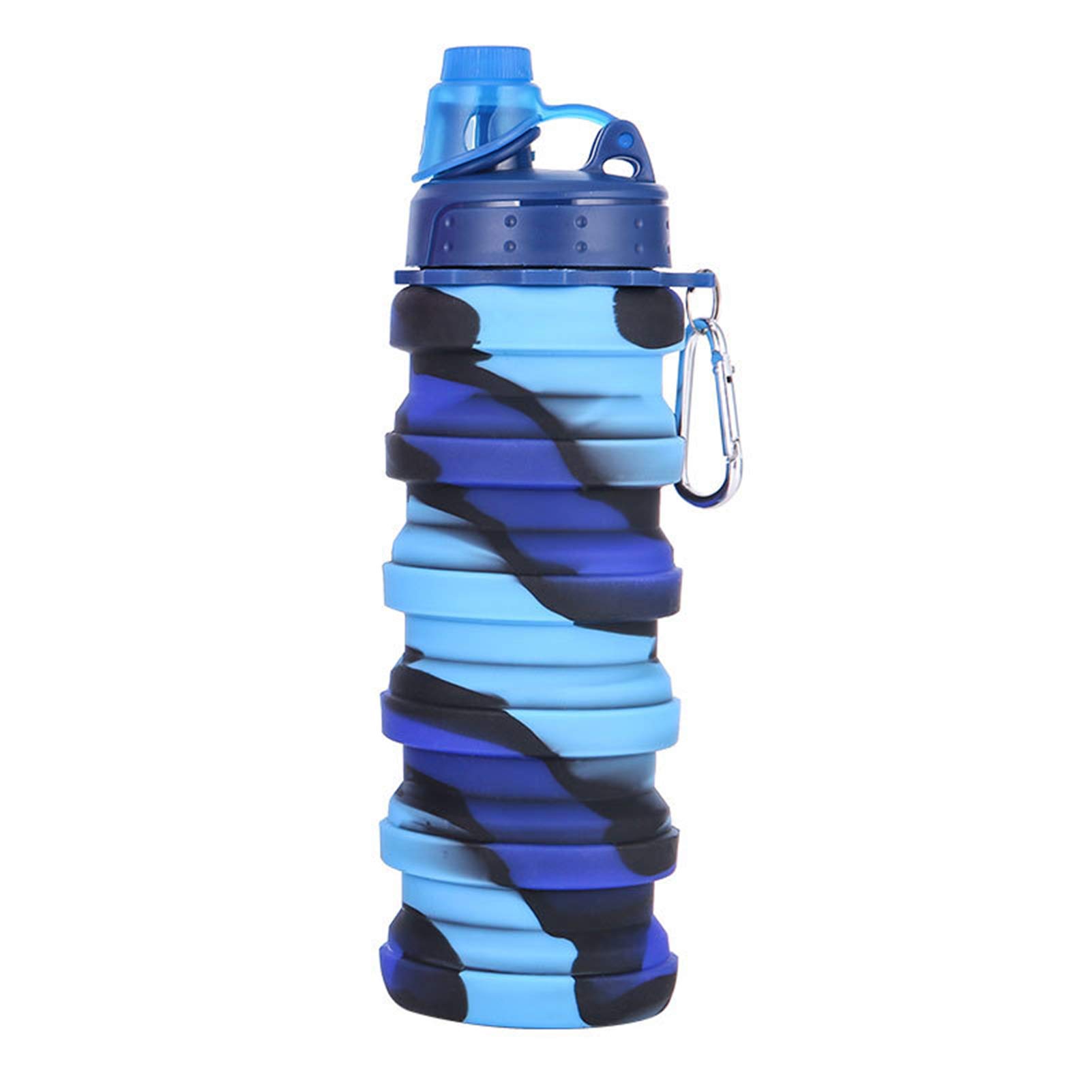Dalismotemp 500ml Foldable Water Bottle with Handle Cover - Leakproof, BPA-Free, Multi-Color Portable Sports Drinking Bottle for Gym, Hiking, Running & Outdoor Activities - Blue