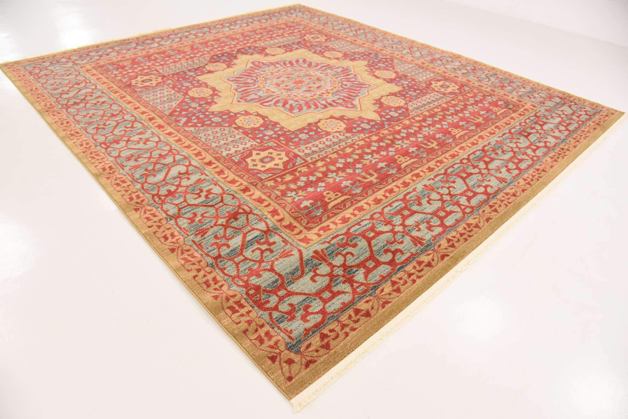 Unique Loom Palace Collection Saray 10'x10' Square Area Rug - Red & Blue Persian Design - Perfect for Living Room, Bedroom, or Dining Room Decor