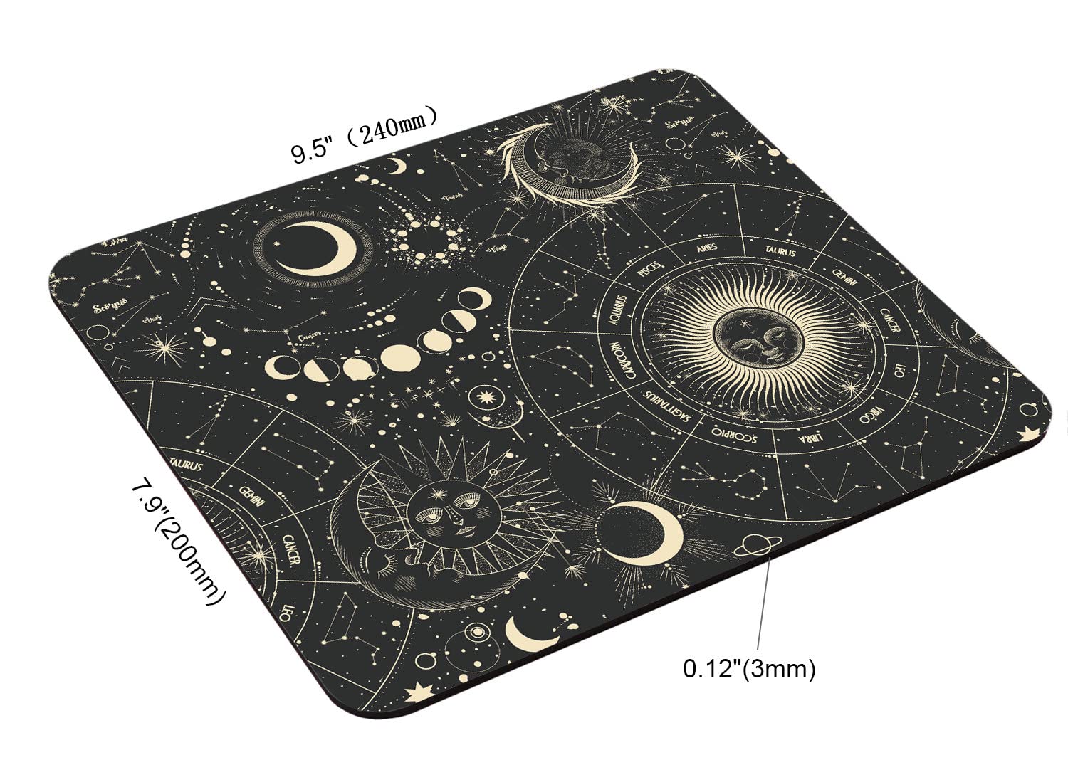Celestial Moon Phases Mouse Pad - Non-Slip Office Desk Mat with Starry Space Design, Perfect Gift for Women & Home Office Decor (9.5