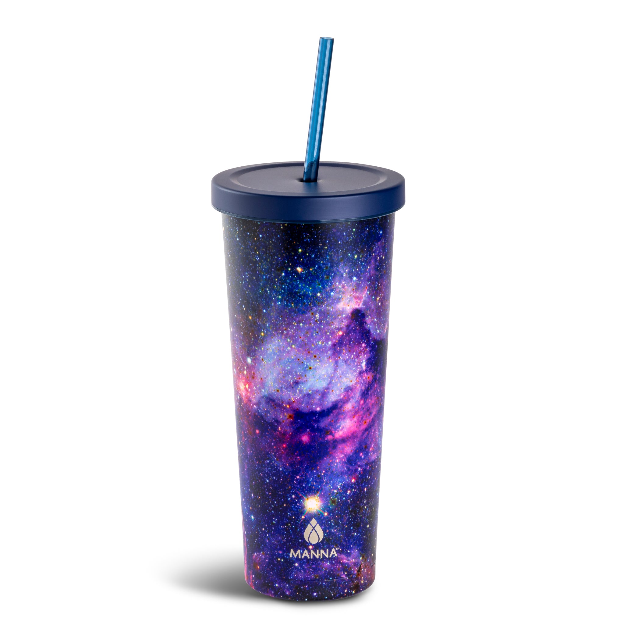 24 oz Purple Galaxy Insulated Stainless Steel Tumbler with Lid & Straw - Leakproof Travel Mug for Coffee, Tea & Cold Drinks - Perfect for Office, Gym, Hiking & Outdoor Activities