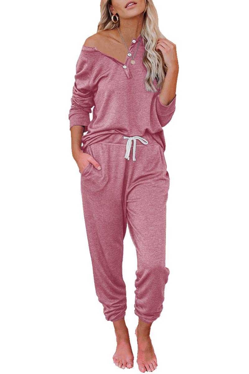AUTOMET Women's 2-Piece Pajama Set - Cozy Fall Loungewear Sweatsuit with Sweatpants for Sleep, Relaxing at Home & Casual Outings