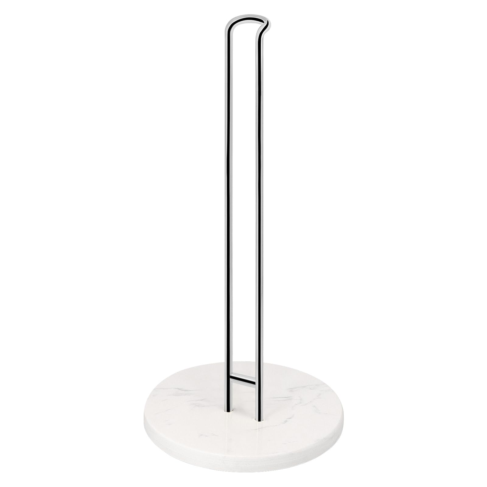 Premium Metal Paper Towel Holder with Marble Base - Sturdy Countertop Dispenser for Standard & Jumbo Rolls - Chrome Finish for Kitchen, Farmhouse & Living Room - Perfect for Easy Access While Cooking & Cleaning