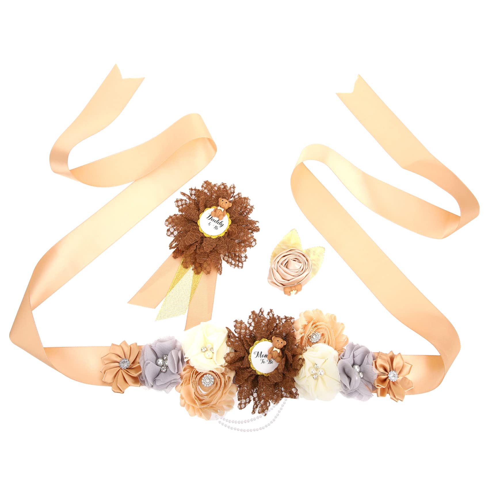 Elegant Pregnancy Flower Sash Belt - Mommy to Be Corsage Pin for Baby Showers, Gender Reveal & Maternity Photos | Floral Maternity Sash for Photo Props, Bridal Showers & Special Occasions