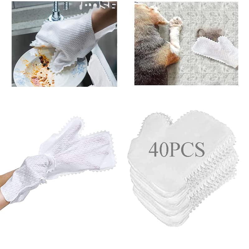 **Microfiber Cleaning Gloves for Home Disinfection & Dust Removal - Wet & Dry Use, Disposable Dusting Cloths for Furniture, Kitchen, Pet Hair - 40pcs - Perfect for Daily Cleaning & Sanitizing**
