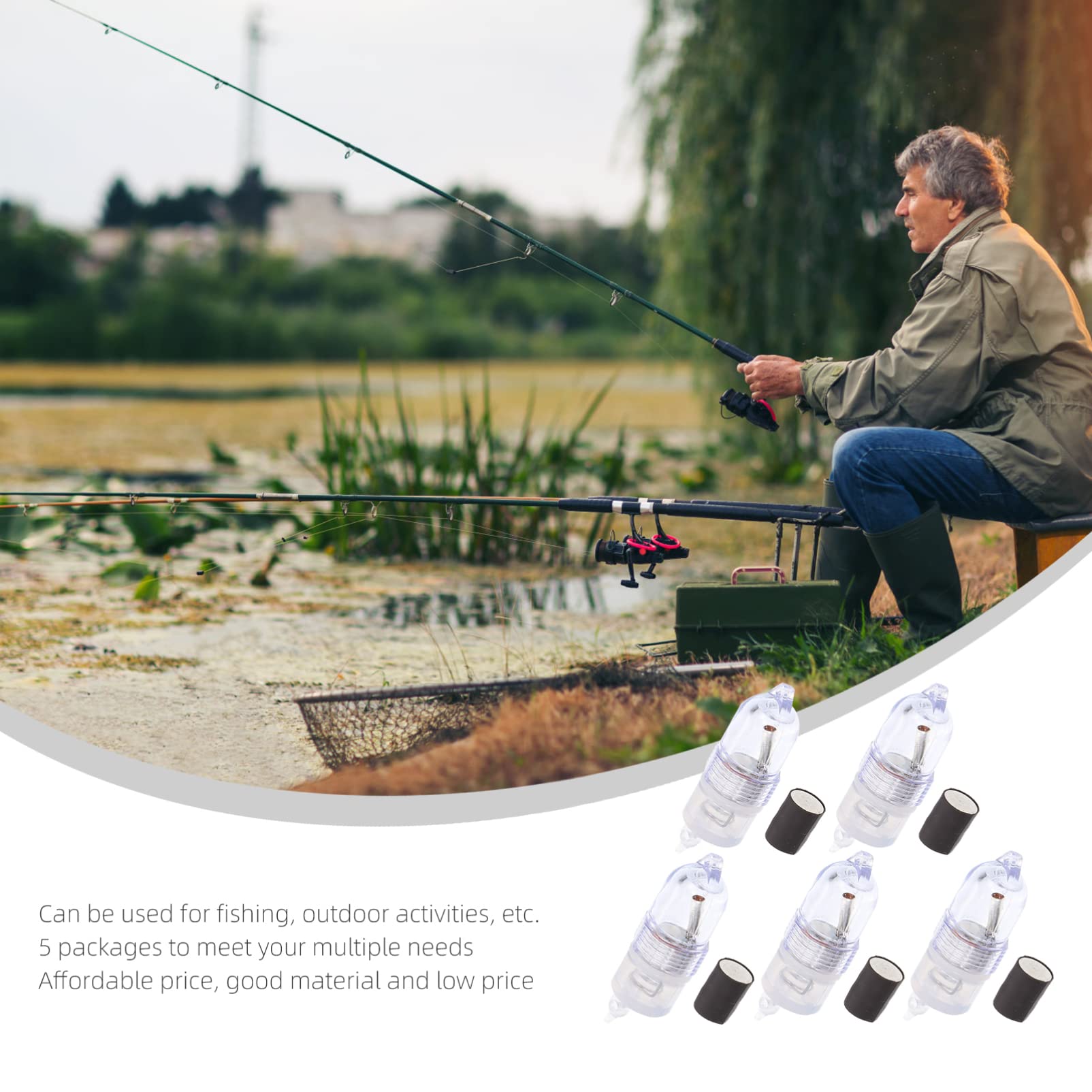 Balacoo 5PCS Fishing Signal Light with Bite Alarm - Deep Drop Fishing LED Lights for Squid & Fish Attraction - Electronic Bite Indicator & Warning Light for Night Fishing | Perfect for Saltwater, Freshwater & Ice Fishing Scenarios