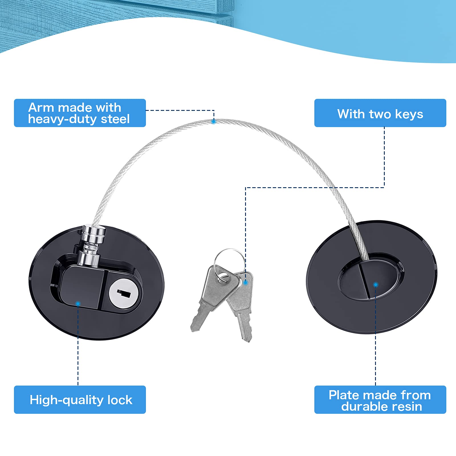 8-Piece Child Safety Refrigerator Locks with 10 Keys - Strong Adhesive Fridge & Freezer Door Locks for Baby Proofing - Cabinet Safety Locks for Kitchen, Bathroom & Nursery (Black)