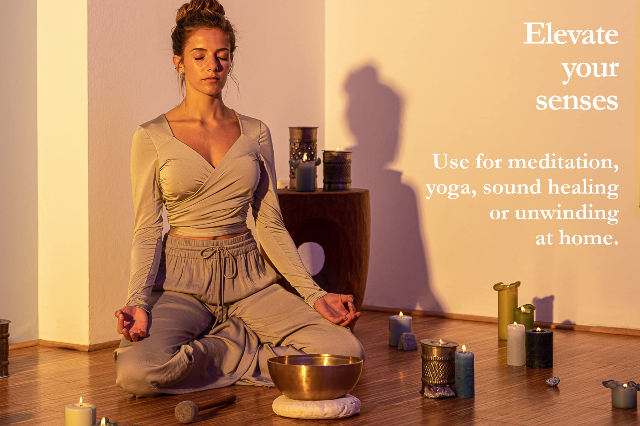 Authentic Bronze Singing Bowl with Felt Ring & Cover - Handcrafted in India - Perfect for Meditation, Yoga, Sound Healing & Relaxation - Energy Series - 2 Year Warranty - Ideal for Home, Studio & Spiritual Practices