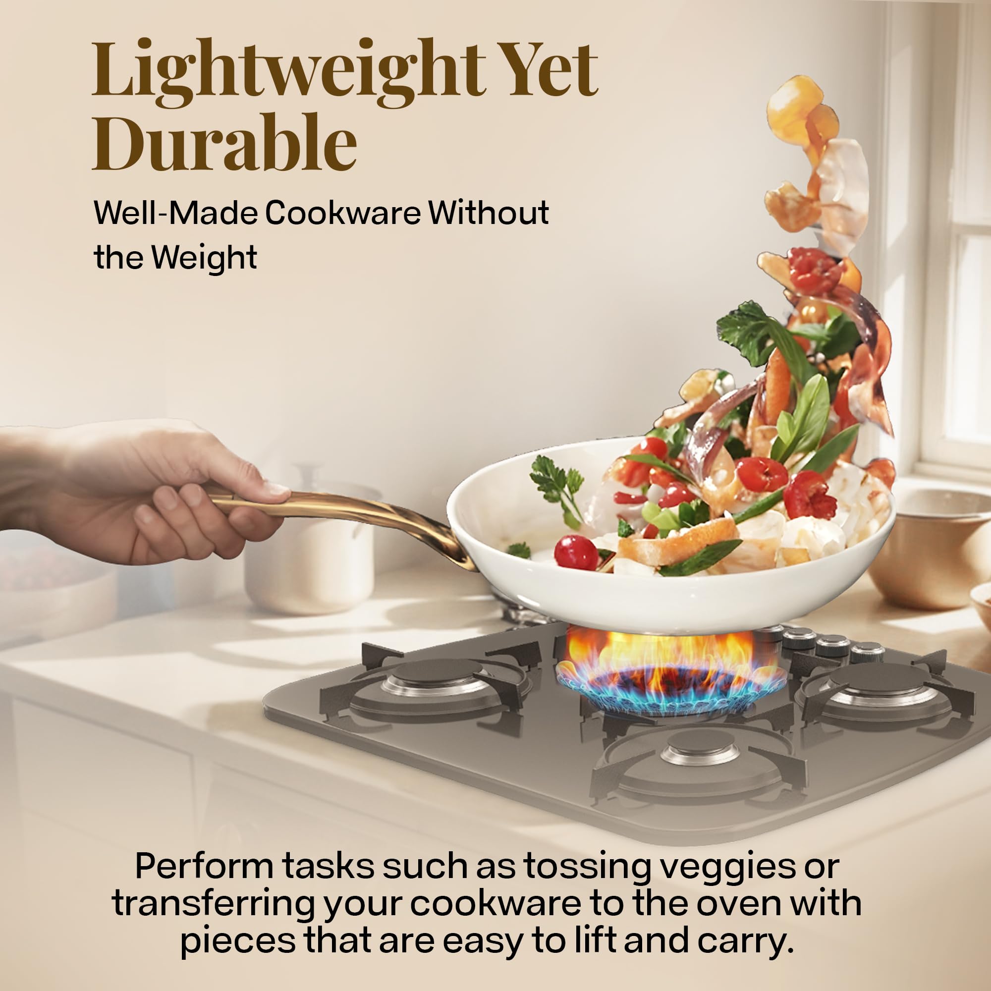 GOTHAM STEEL 15-Piece Ceramic Nonstick Cookware Set - Pots & Pans Set with Frying Pan, Sauce Pan for Healthy Cooking | Oven & Dishwasher Safe | Perfect for Home Kitchen, Family Meals & Professional Chefs