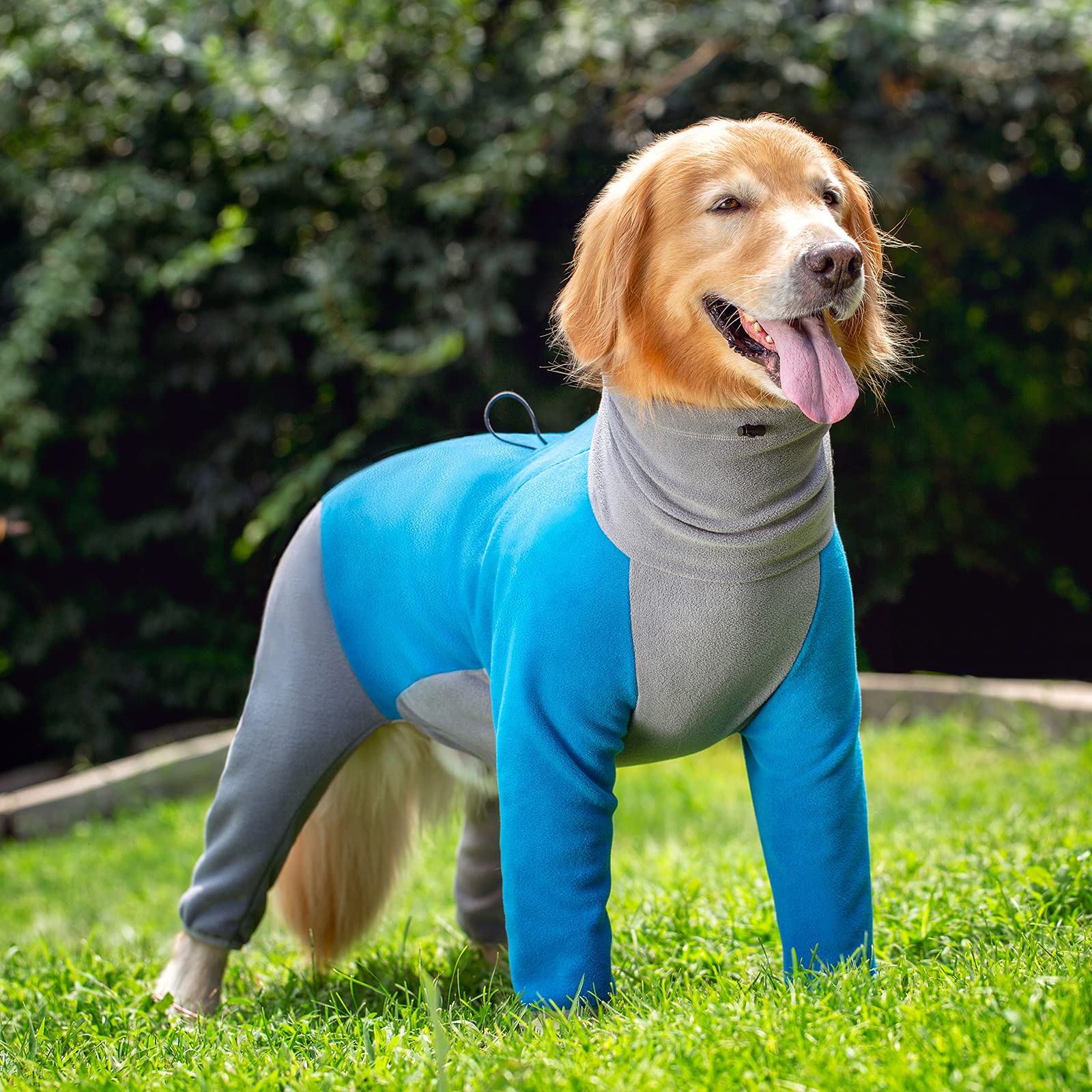 **Warm Fleece Dog Winter Coat with High Collar for Large & Medium Dogs - Windproof Full-Body Snowsuit, Comfortable Dog Sweater (Blue, X-Large) - Perfect for Cold Weather, Snow Days & Outdoor Adventures**