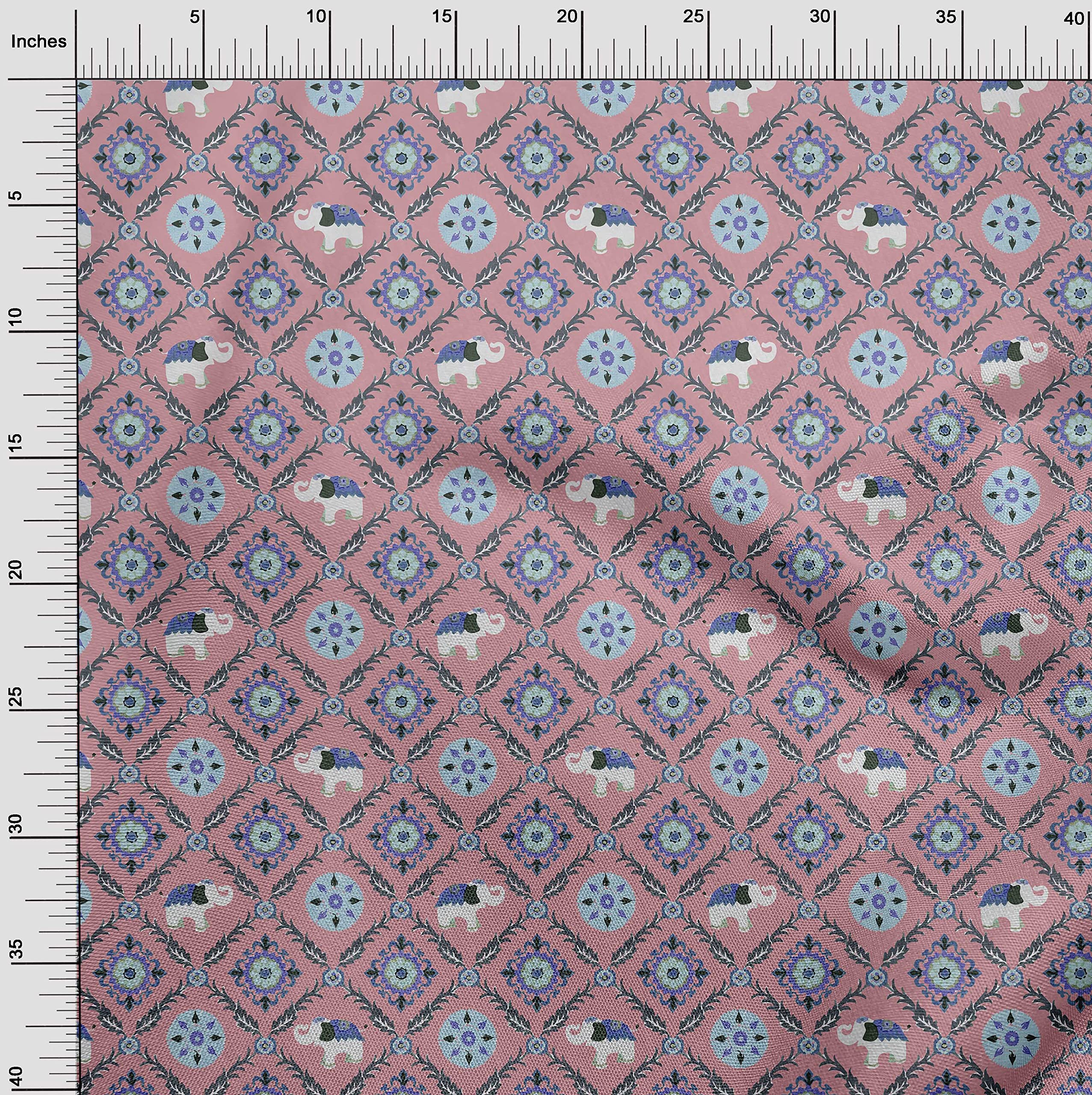 Premium Cotton Cambric Pink Suzani Fabric by the Yard - 56 Inch Wide for DIY Clothing, Quilting & Home Decor | Printed Sewing Supplies for Dresses, Curtains & Crafts
