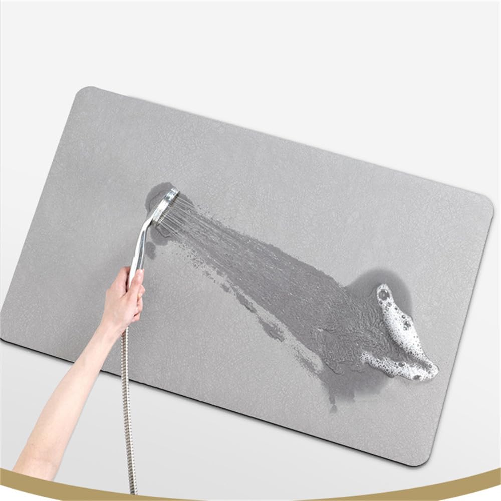 Upgraded Non-Slip Bathroom Mat - Quick Dry Shower Rug for Bath Floor & Tub - 40x60cm Beige Rectangle Carpet - Perfect for Bathroom, Shower Door & Wet Areas (2023 Model)