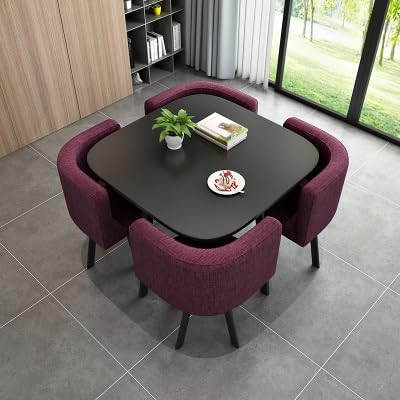 Nordic Style Reception Negotiation Table Set with 4 Chairs - Modern Office Meeting Room Furniture for Small Conference & Business Negotiations - Perfect for Corporate Offices, Meeting Rooms and Professional Workspaces