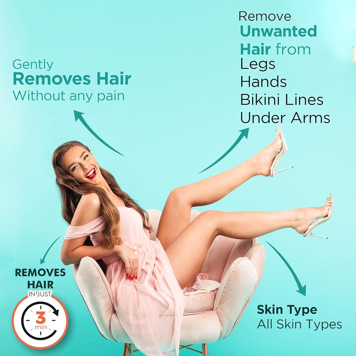 Diamond Hair Removal Cream for Women - Long Lasting Smoothness for Legs, Underarms & Bikini Area | 60g | Lasts 2X Longer Than Shaving | Perfect for Smooth Skin at Home, Beach & Special Occasions