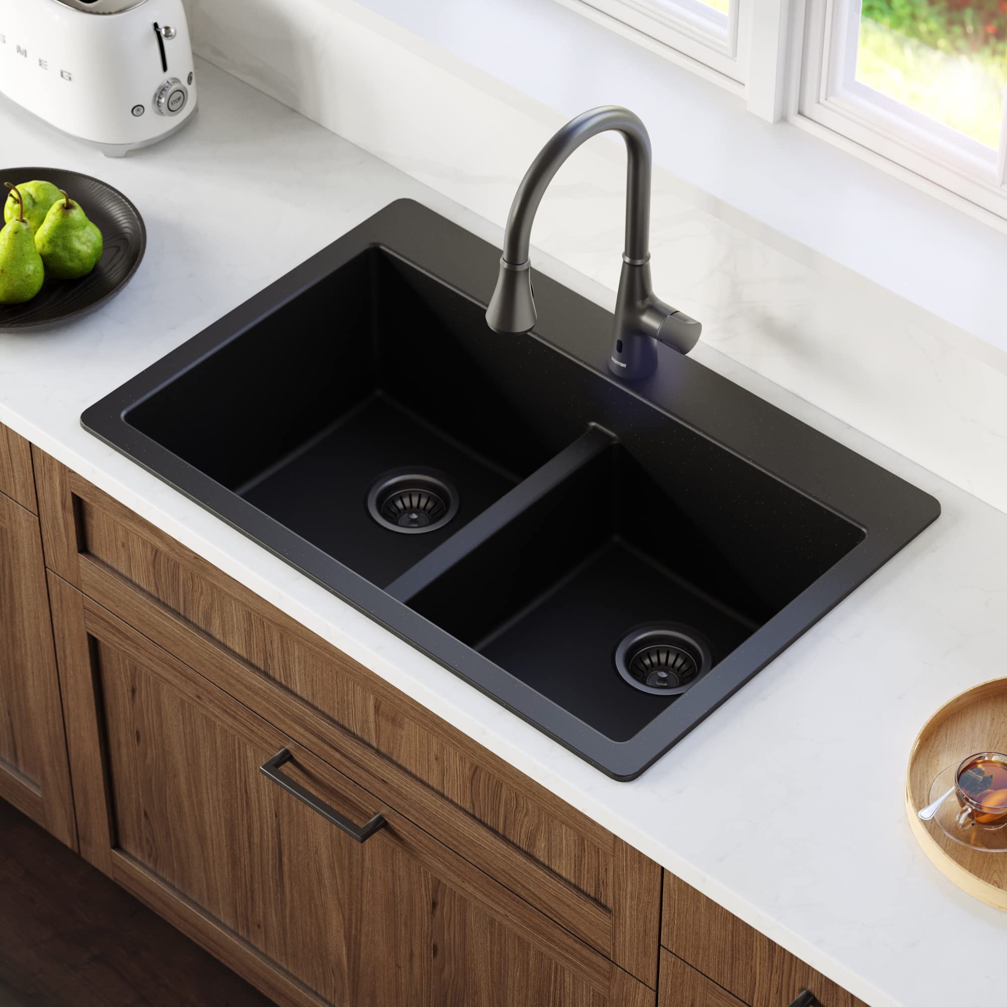Karran Kadoma Touchless One-Handle Dual Function Pull Down Kitchen Faucet in Gunmetal Grey - Modern Hands-Free Sink Faucet for Easy Cooking and Cleaning