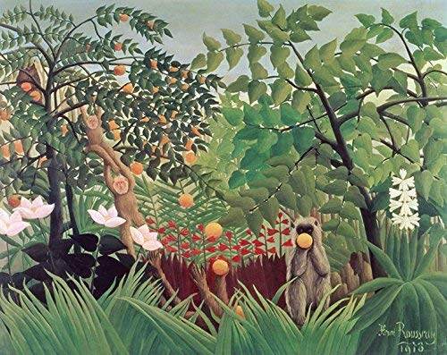 Henri Rousseau Exotic Landscape Art Print - 20x30 Inch Laminated Poster with Vibrant Colors - Perfect for Living Room, Bedroom & Office Decor - Ready to Frame Wall Art