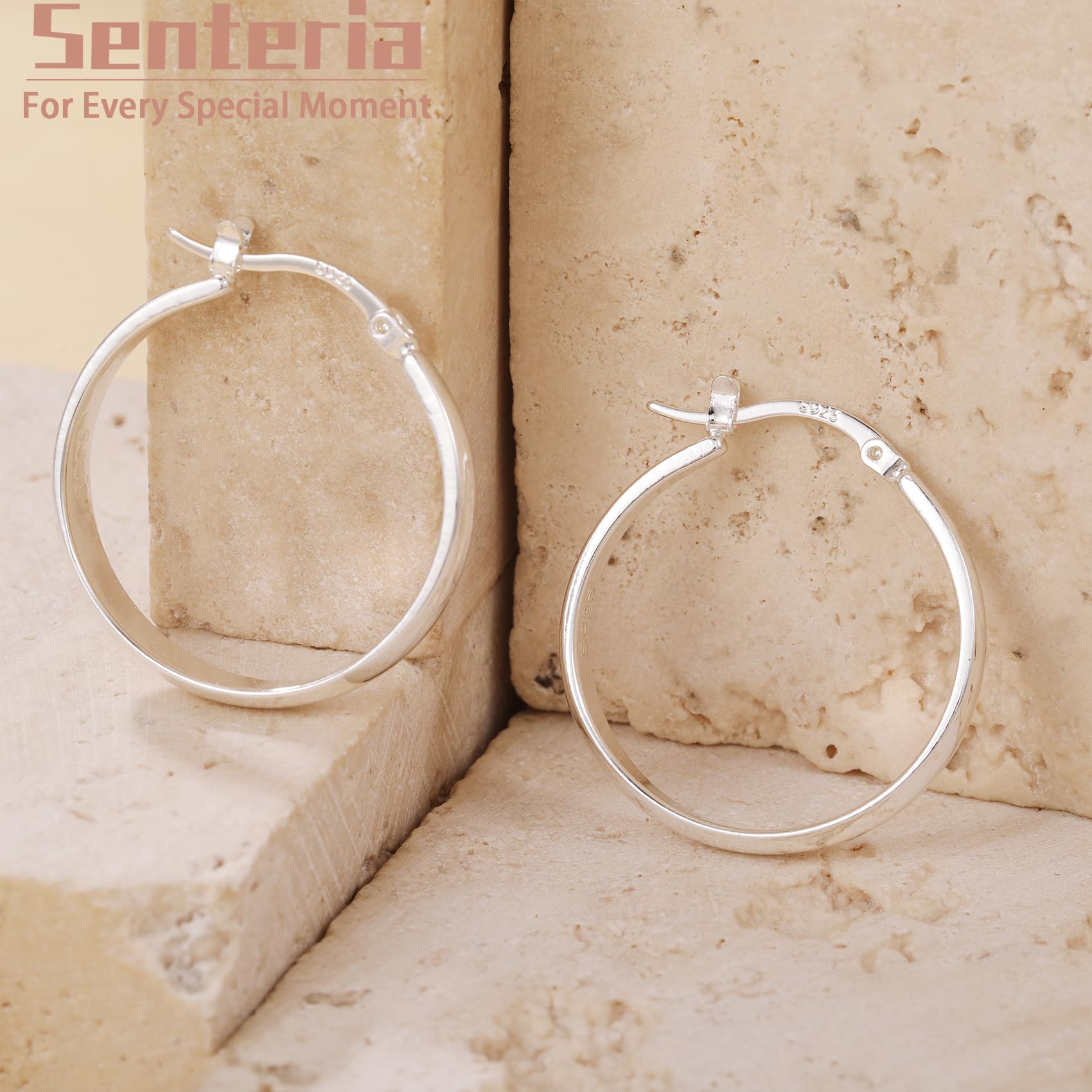 Senteria 925 Sterling Silver Hoop Earrings for Women - Large Hypoallergenic Lightweight Big Hoops | Perfect for Everyday Wear, Parties & Gifts