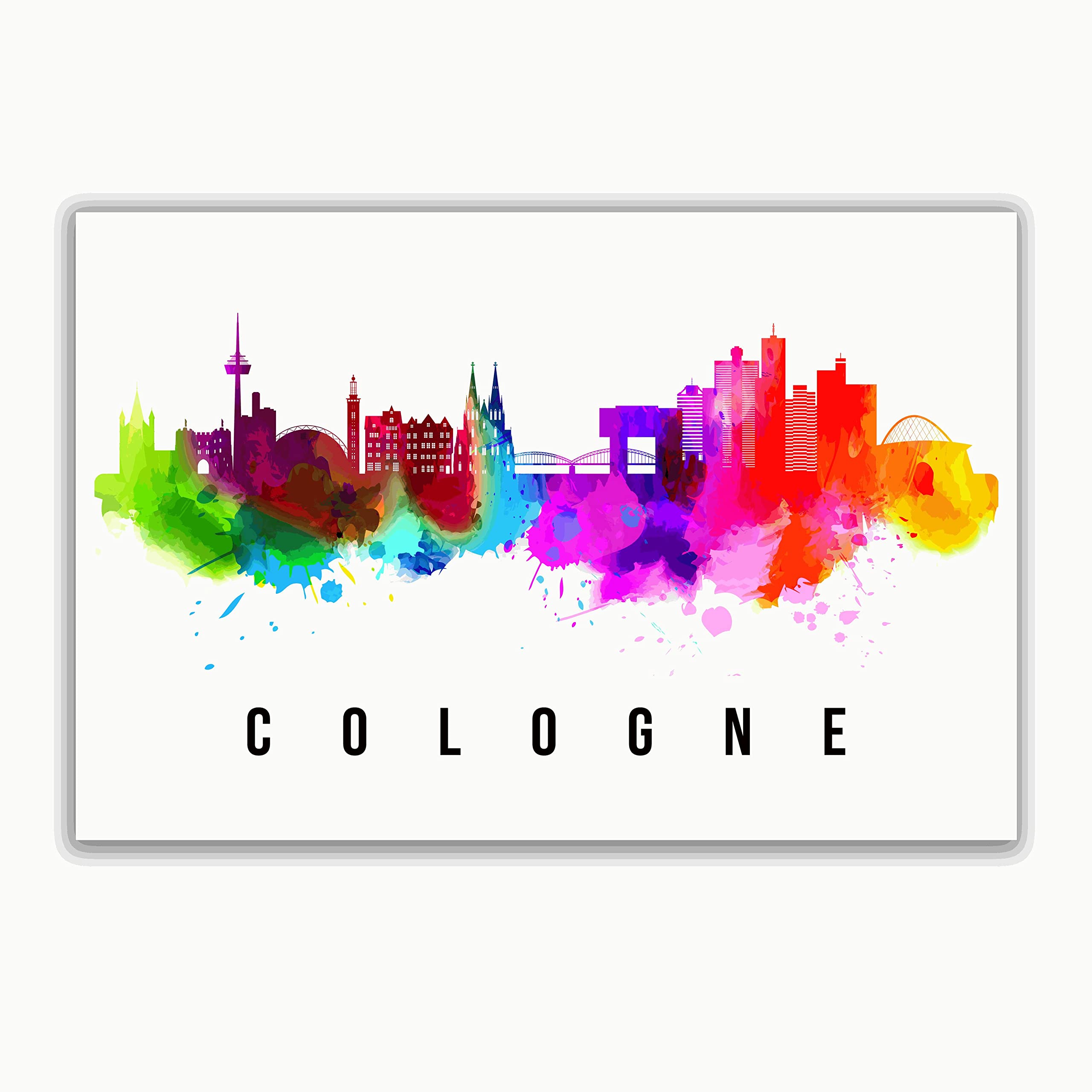 Cologne Germany Skyline Poster - Cologne Cityscape Painting & Landmark Print - Home & Office Wall Art Decor for Living Room, Bedroom or Workspace
