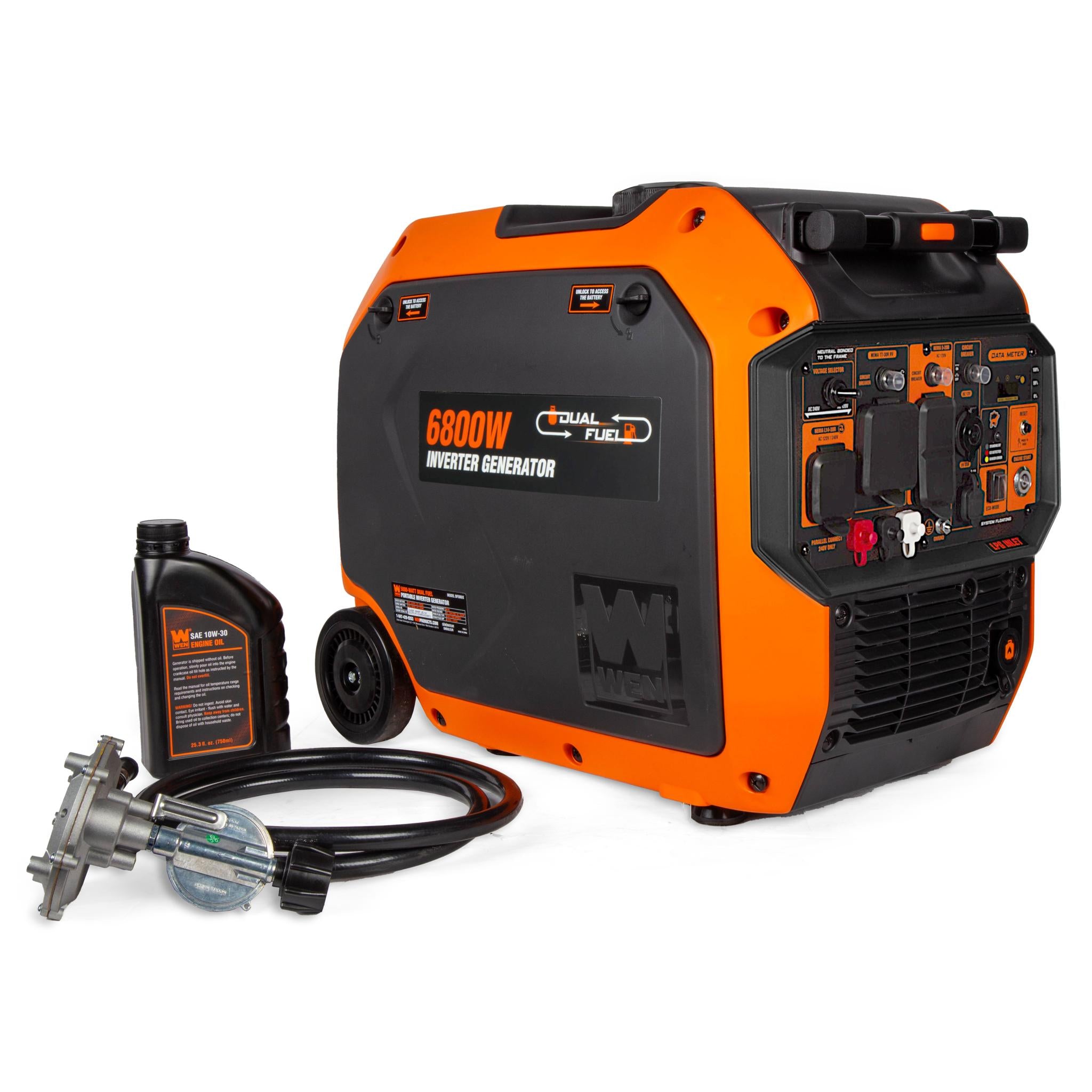 WEN DF680iX 6800W Dual Fuel Portable Inverter Generator with Electric Start - RV Ready, CO Watchdog & Fuel Shut Off | Backup Power for Home, Camping & EV Charging | Quiet Gas/Propane Generator for Emergency & Outdoor Use