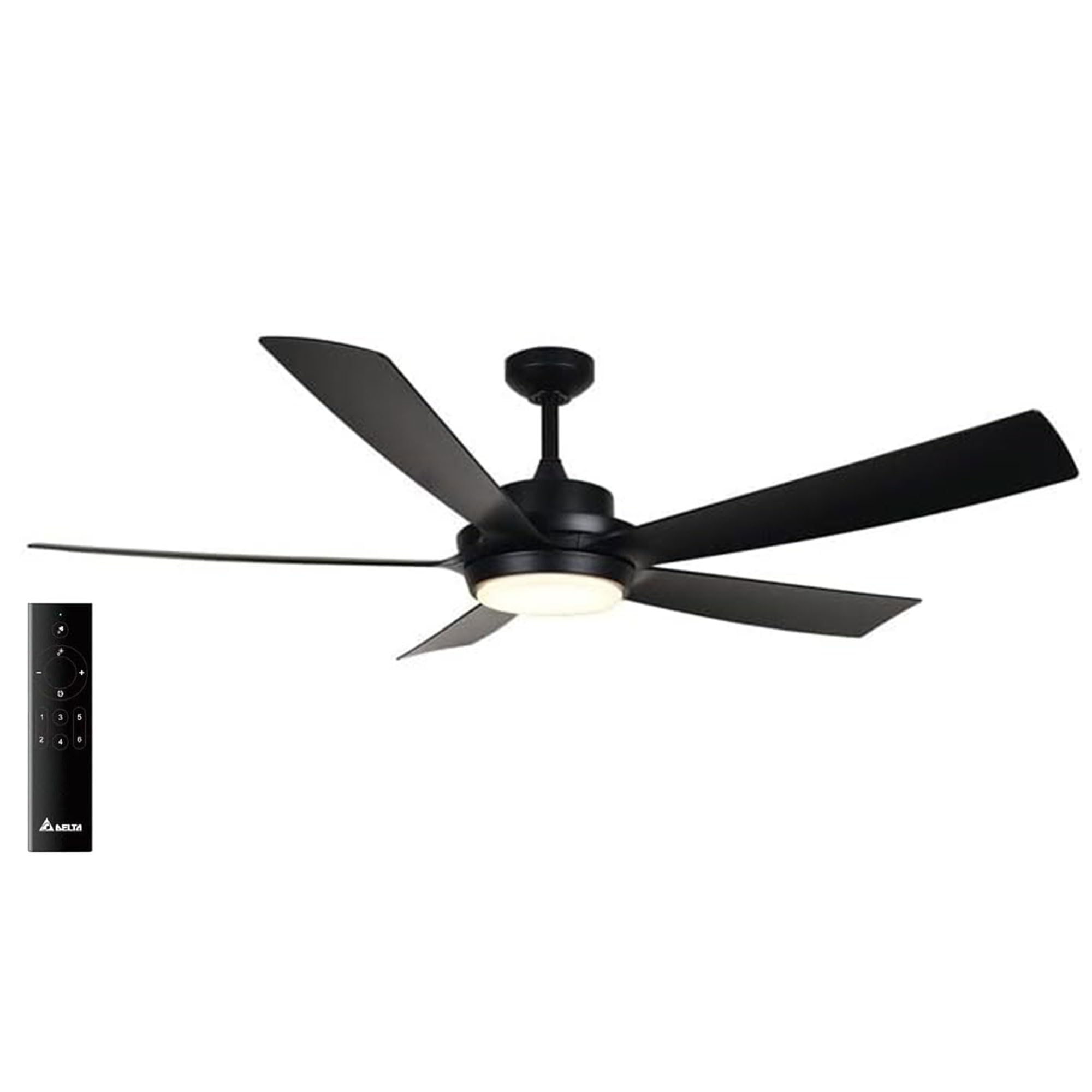 Breez Delta 60-Inch Indoor/Outdoor Ceiling Fan with LED Light and Remote Control - Black | Perfect for Living Room, Bedroom, Patio, and Covered Porch