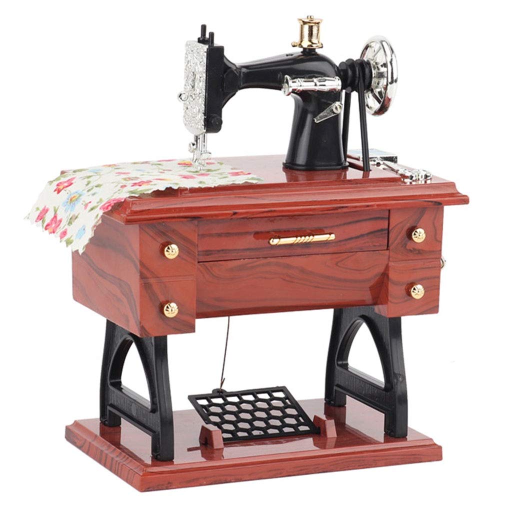 AVEO Retro Wind Simulation Sewing Machine Music Box - Creative Nostalgic Musical Gift for Christmas, Birthday, Anniversaries | Perfect for Home Decor, Collectibles & Special Occasions (Color: A)