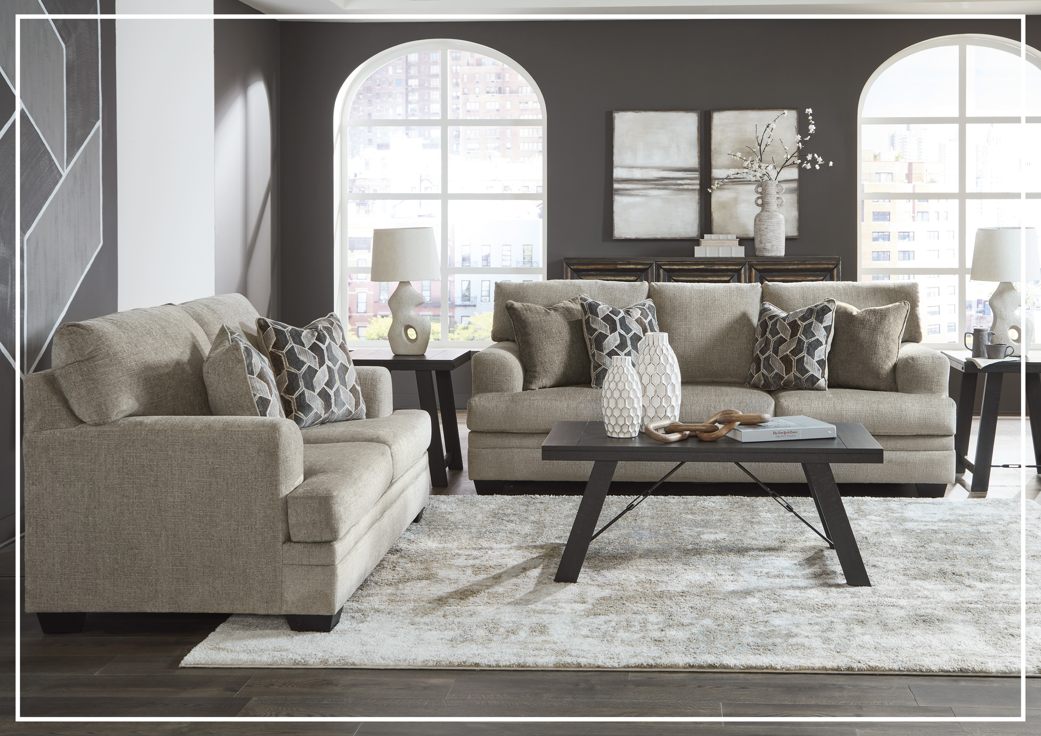 Gio Italia Seabrook 3-Seater Sofa in Taupe - Modern Upholstered Living Room Furniture for Home & Office Comfort